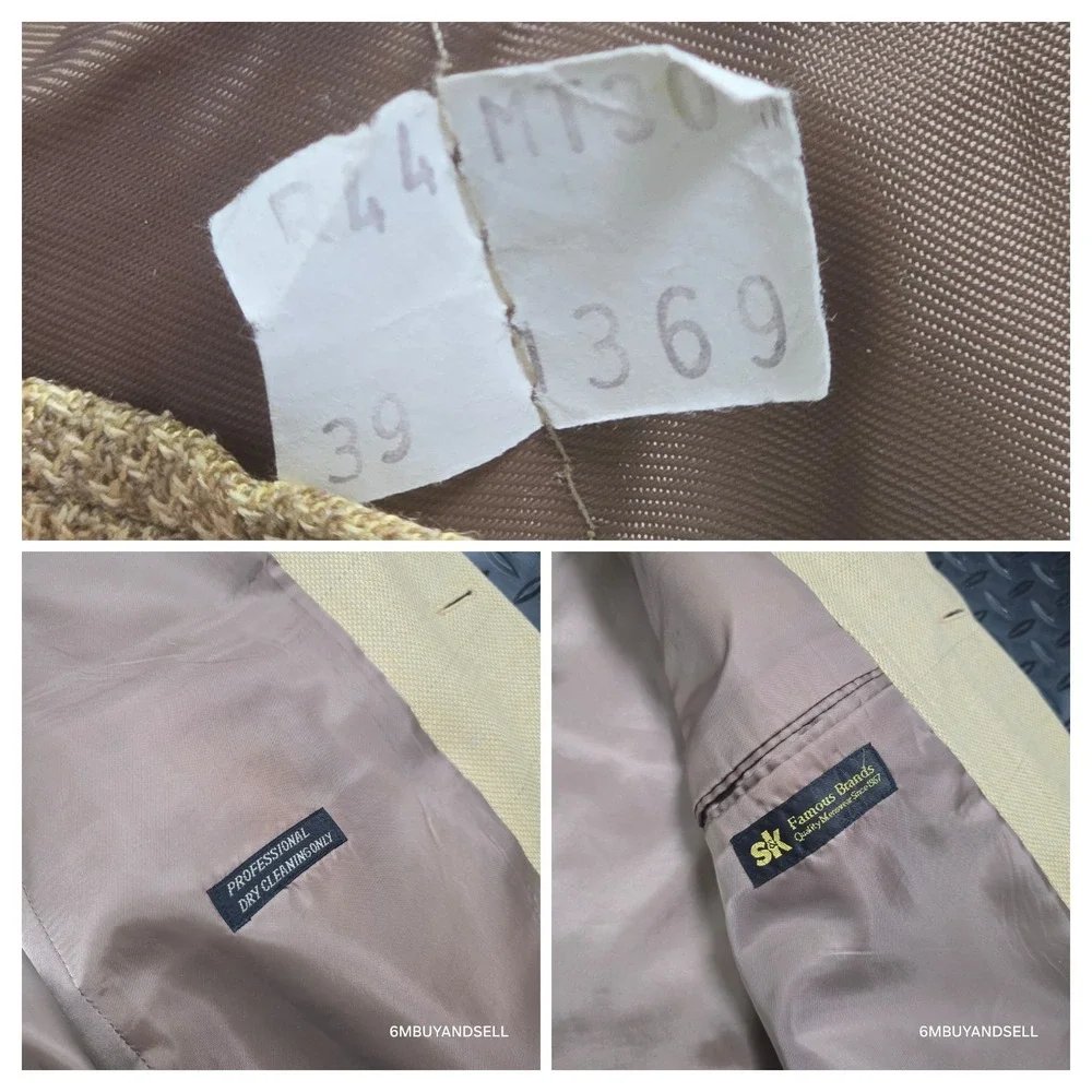 Jones New York‎ Silk Wool Blazer 44R Tan Sport Coat Classic Tailored Jacket